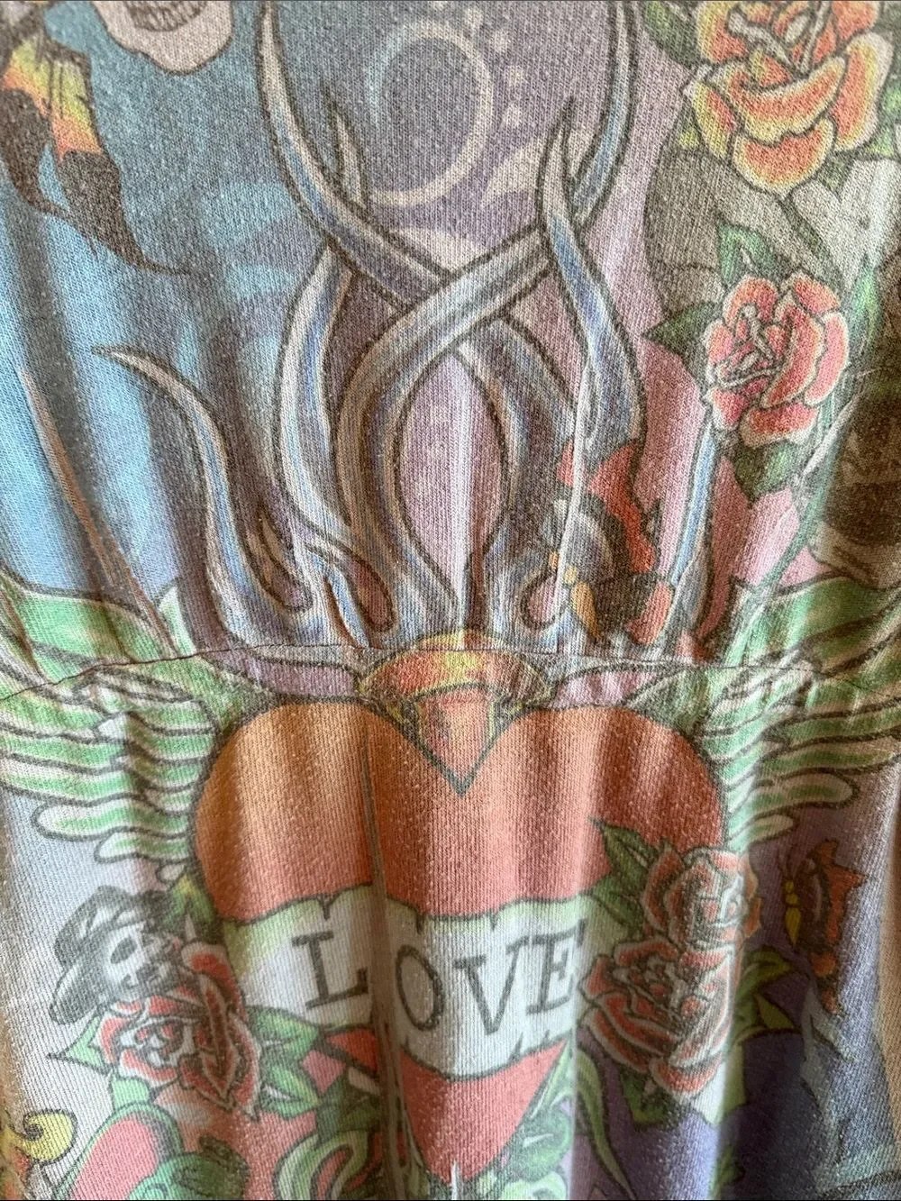 julie's closet Pink & Gray Tattoo-Print V-Neck Empire Tunic Top